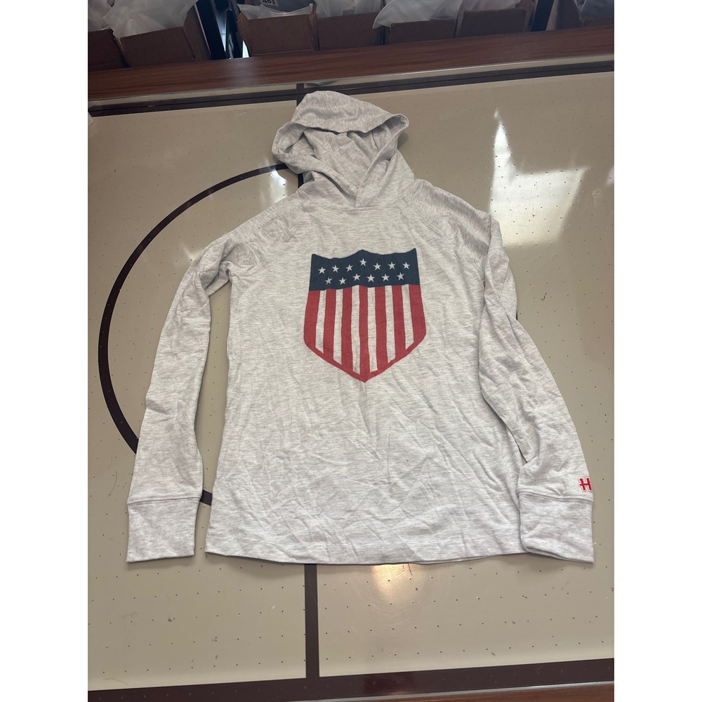 1311 Homage USA Shield Graphic Hoodie Heather Grey Lightweight Tri-Blend XS